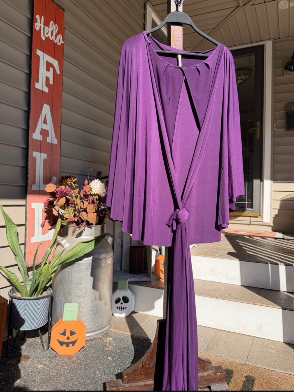 Vintage Elan Deep Purple Tie-Front Tunic Top